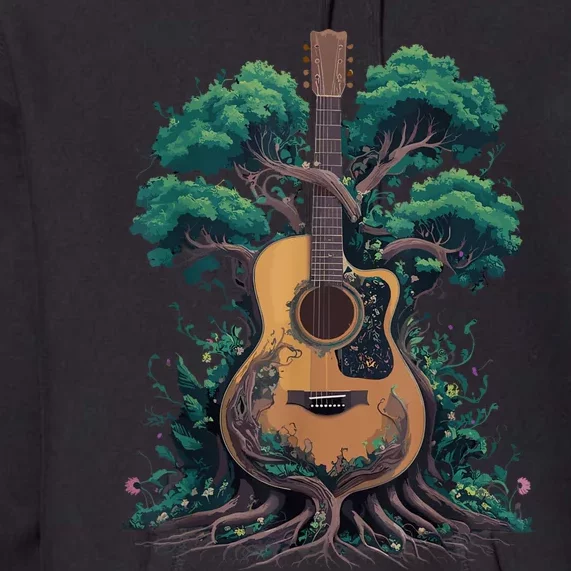 Acoustic Guitar Tree Musician Guitarist Premium Hoodie