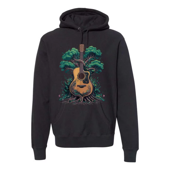 Acoustic Guitar Tree Musician Guitarist Premium Hoodie