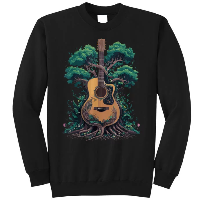 Acoustic Guitar Tree Musician Guitarist Tall Sweatshirt