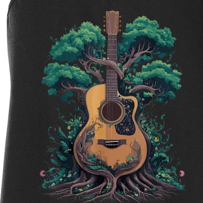 Acoustic Guitar Tree Musician Guitarist Women's Racerback Tank