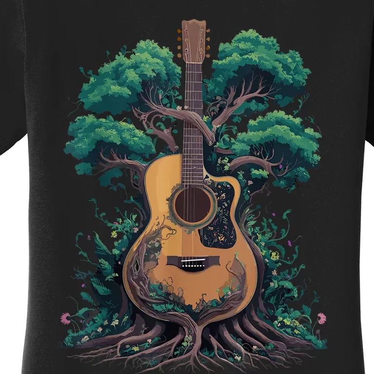 Acoustic Guitar Tree Musician Guitarist Women's T-Shirt