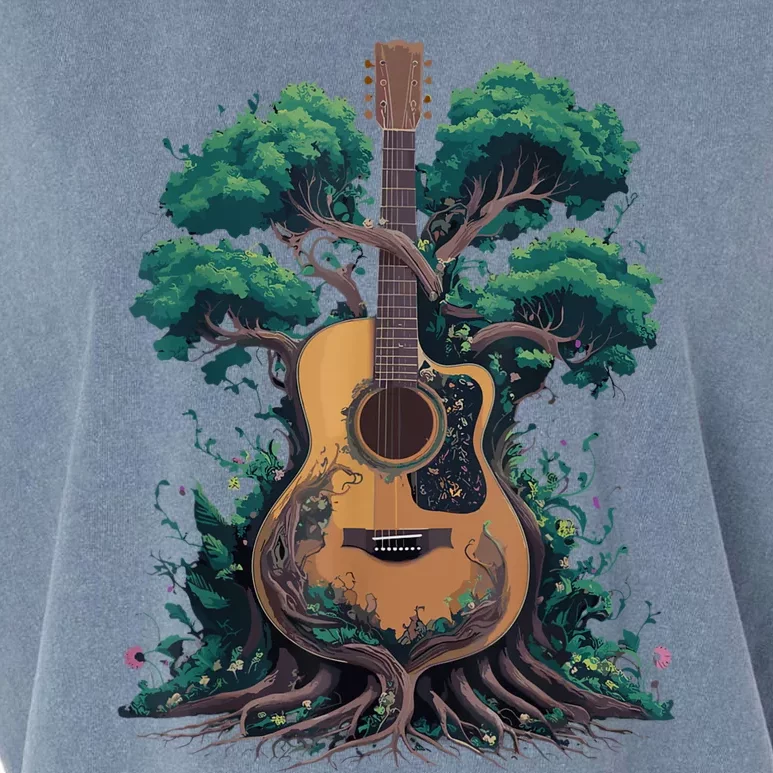 Acoustic Guitar Tree Musician Guitarist Garment-Dyed Women's Muscle Tee