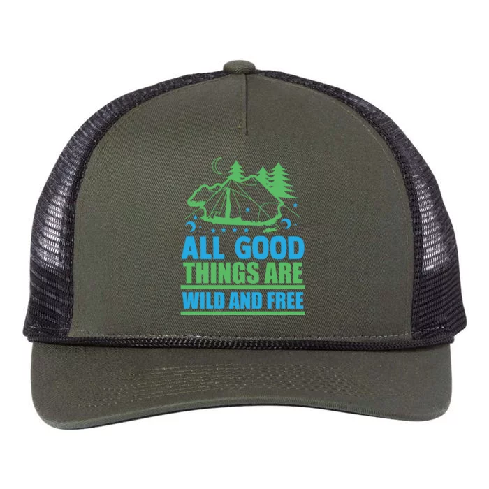 All Good Things Are Wild And Free Retro Rope Trucker Hat Cap