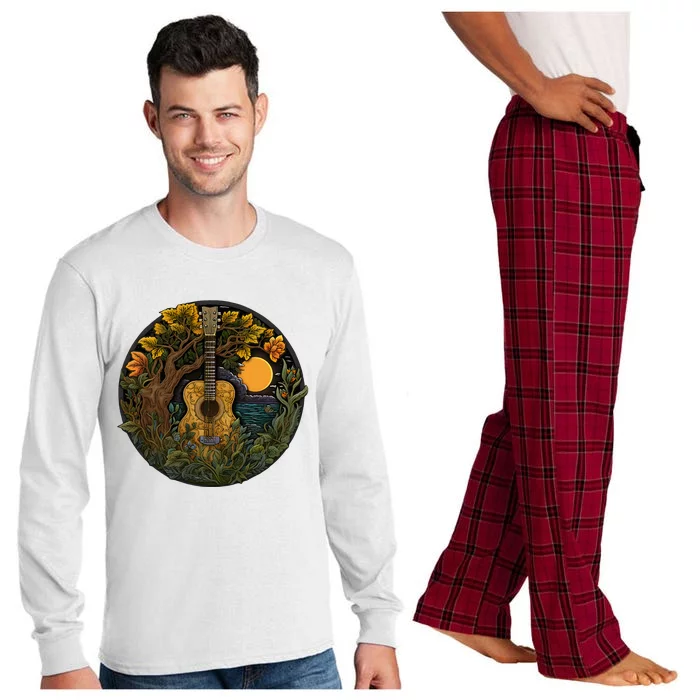 Acoustic Guitar Tree Guitarist Landscape Nature Long Sleeve Pajama Set