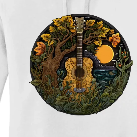 Acoustic Guitar Tree Guitarist Landscape Nature Women's Pullover Hoodie