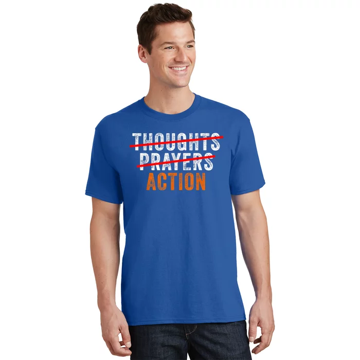 Anti Gun Thoughts Prayers Action Enough End Gun Violence T-Shirt