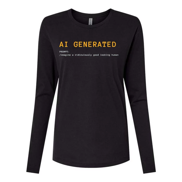 AI Generated Tee Premium Womens Cotton Relaxed Long Sleeve T-Shirt