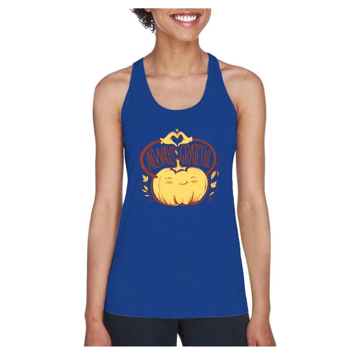 Always Grateful Thankful Cool Thanksgiving Turkey Gift Women's Racerback Tank