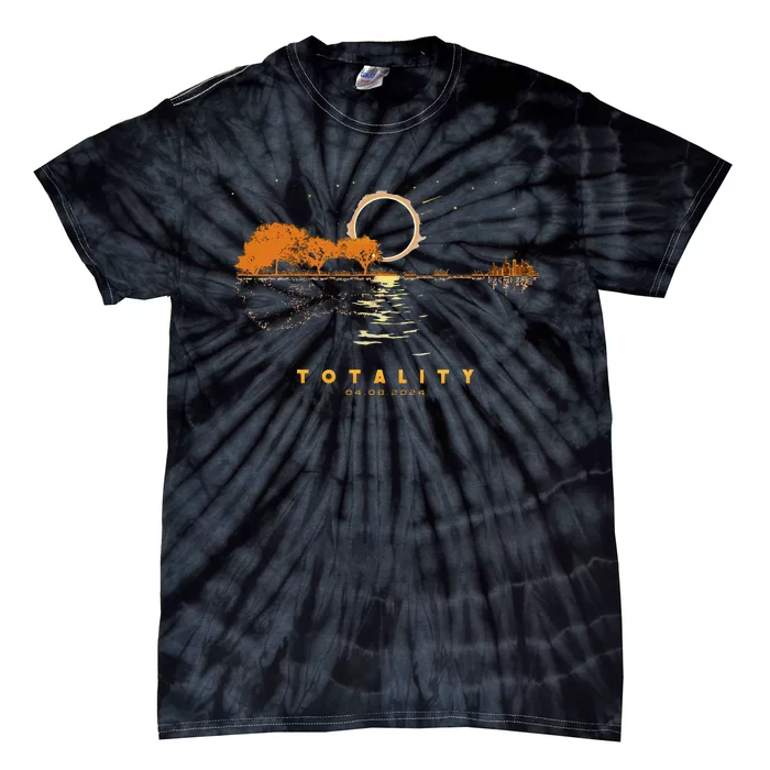 America Guitar Totality 04 08 24 Total Solar Eclipse 2024 Tie-Dye T-Shirt