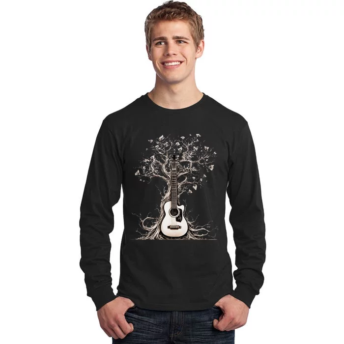 Acoustic Guitar Tree Of Life Nature Of Music Guitarist Tall Long Sleeve T-Shirt