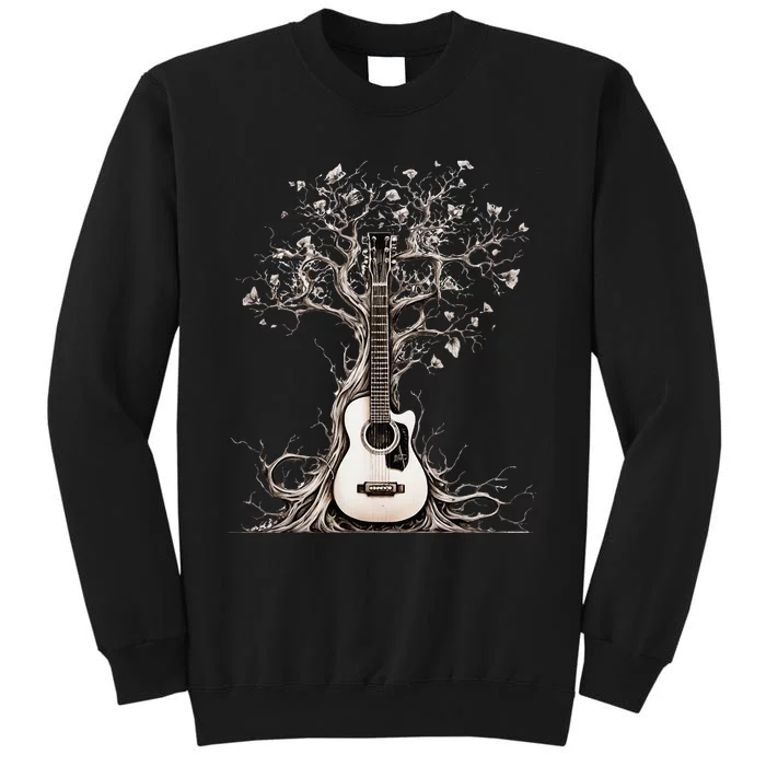 Acoustic Guitar Tree Of Life Nature Of Music Guitarist Tall Sweatshirt