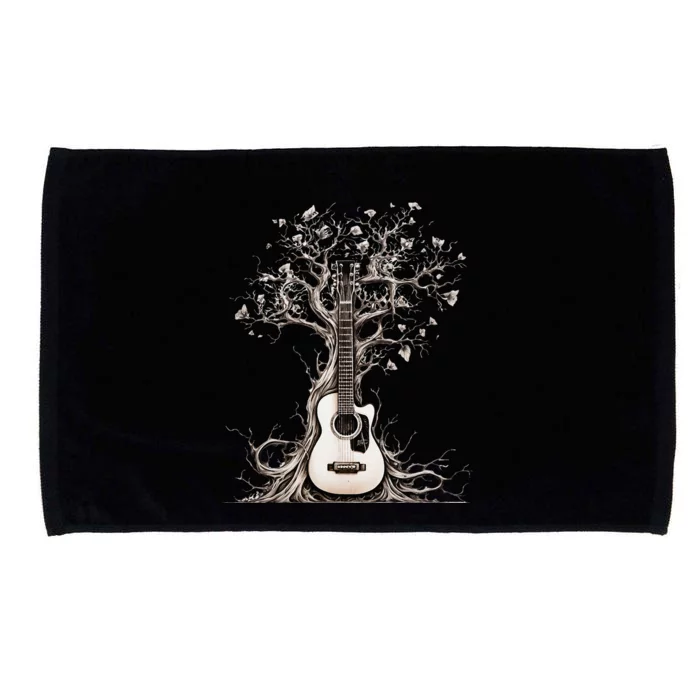 Acoustic Guitar Tree Of Life Nature Of Music Guitarist Microfiber Hand Towel