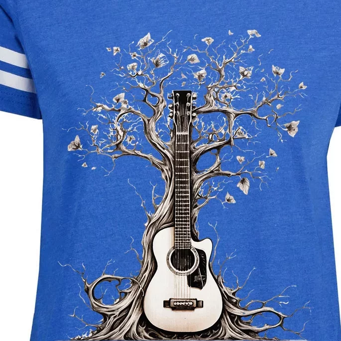 Acoustic Guitar Tree Of Life Nature Of Music Guitarist Enza Ladies Jersey Football T-Shirt