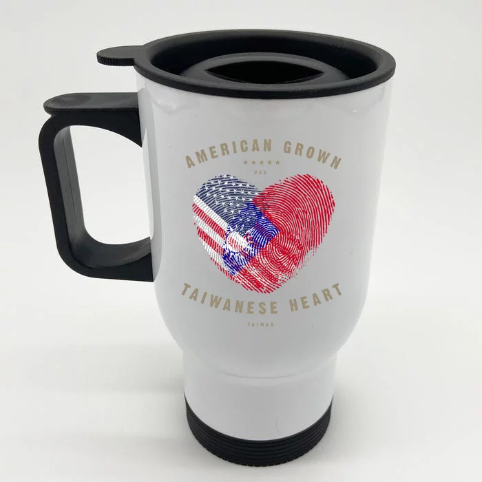 American Grown Taiwanese Heart Love Taiwan Flag Gift Front & Back Stainless Steel Travel Mug