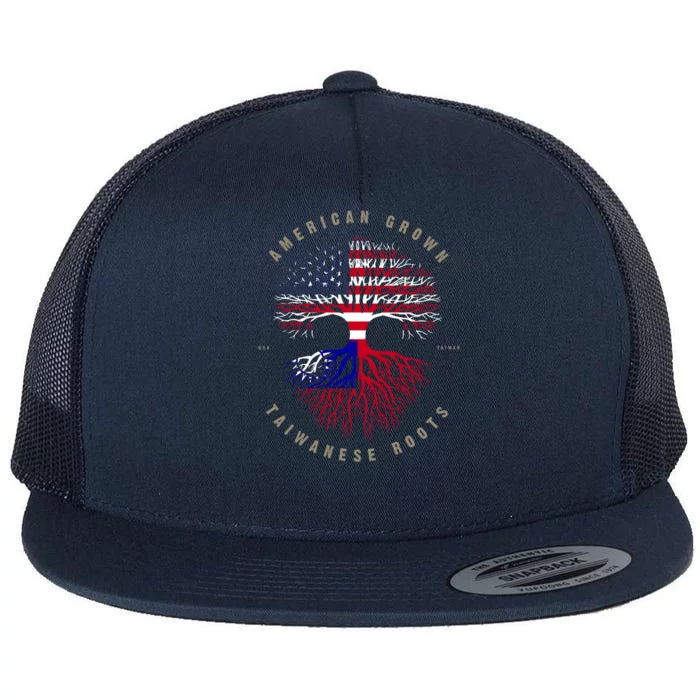 American Grown Taiwanese Roots Taiwan Flag Cute Gift Flat Bill Trucker Hat