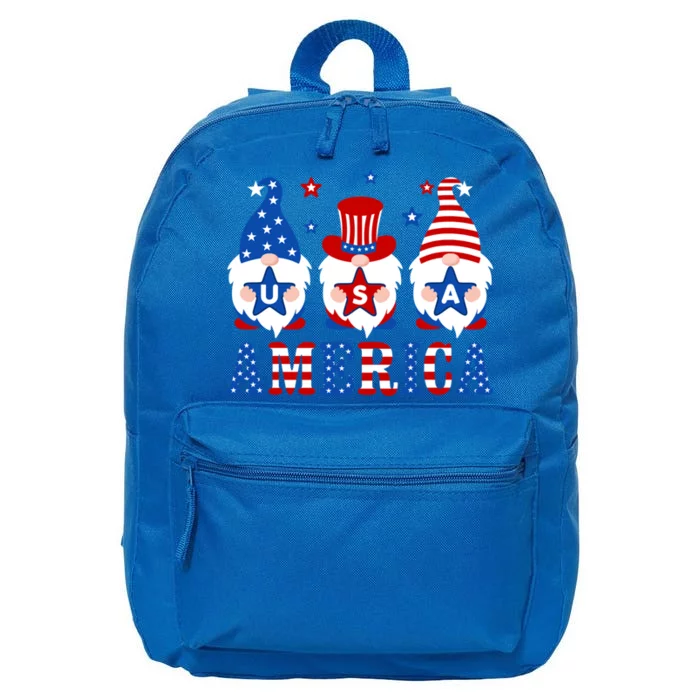 America Gnomes Usa American Flag 4th Of July Patriotic Gnome Great Gift 16 in Basic Backpack