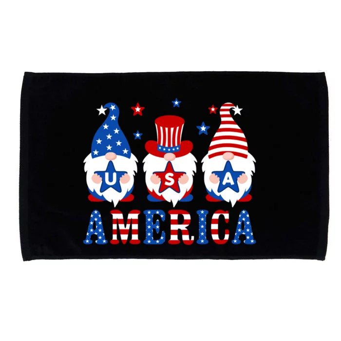 America Gnomes Usa American Flag 4th Of July Patriotic Gnome Gift Microfiber Hand Towel