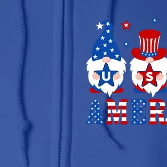 America Gnomes Usa American Flag 4th Of July Patriotic Gnome Gift Full Zip Hoodie