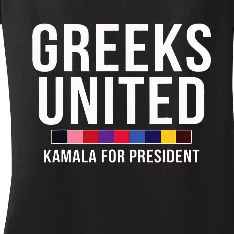 A Greeks United President Election Vote For Kamala Harris Women's V-Neck T-Shirt