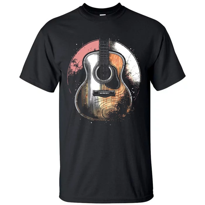 Acoustic Guitar Vintage Guitarist Cool Retro Music Graphic Tall T-Shirt