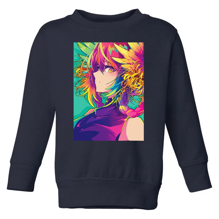 Anime Girl Vaporwave Retro 80s Waifu Japanese Aesthetic Toddler Sweatshirt