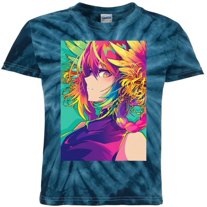 Anime Girl Vaporwave Retro 80s Waifu Japanese Aesthetic Kids Tie-Dye T-Shirt