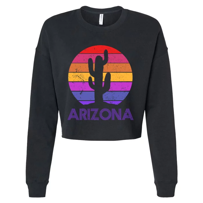 Arizona Gift Vintage Retro Cactus Souvenir Gift Cropped Pullover Crew