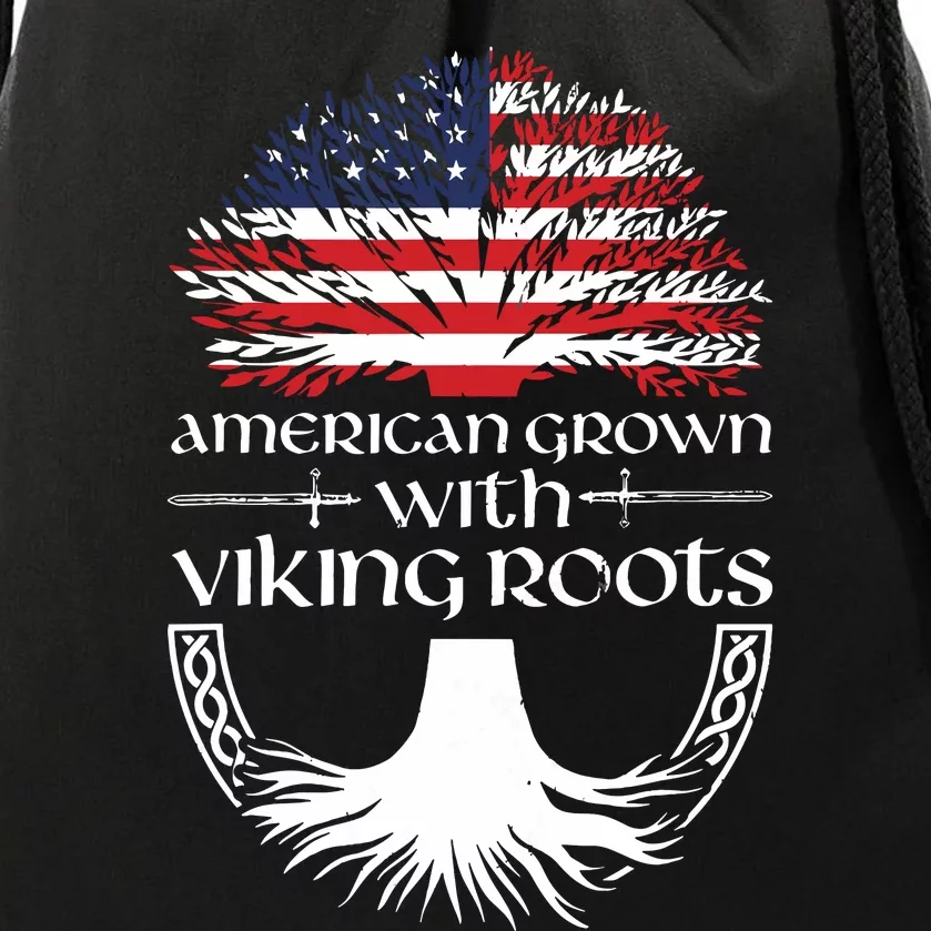 American Grown Viking Roots Warrior Nordic Viking Drawstring Bag