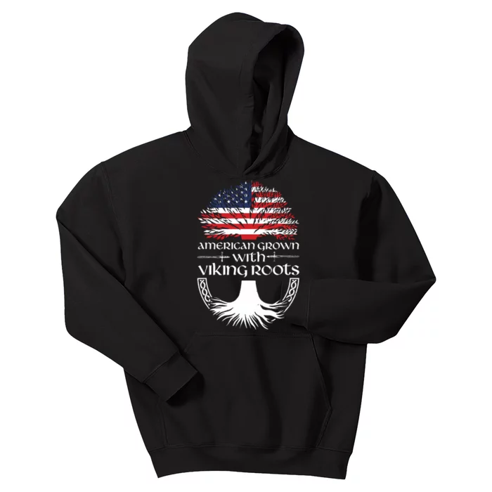 American Grown Viking Roots Warrior Nordic Viking Kids Hoodie