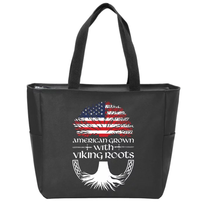 American Grown Viking Roots Warrior Nordic Viking Zip Tote Bag