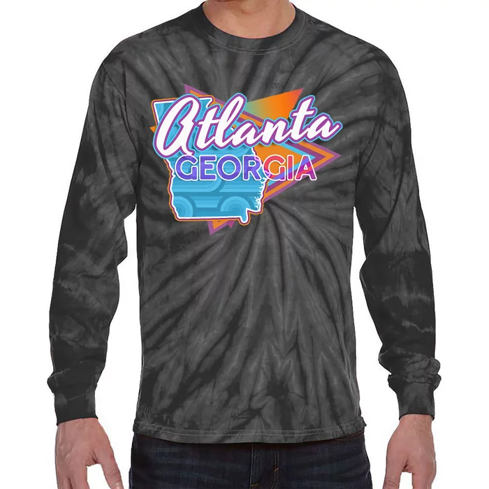 Atlanta Georgia Vintage Retro Throwback Tie-Dye Long Sleeve Shirt