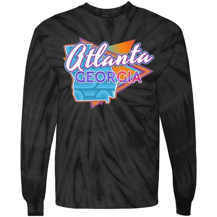 Atlanta Georgia Vintage Retro Throwback Tie-Dye Long Sleeve Shirt