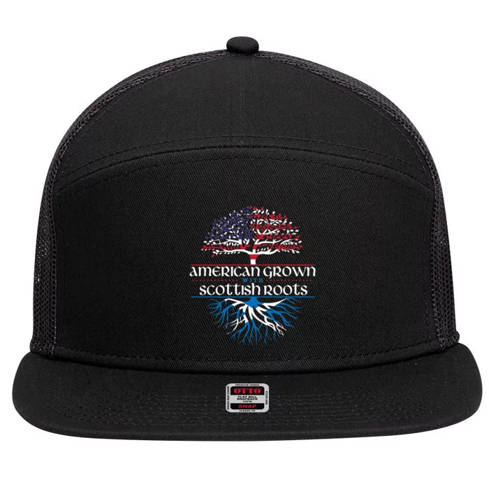 American Grown With Scottish Roots Scotland Pride Heritage 7 Panel Mesh Trucker Snapback Hat