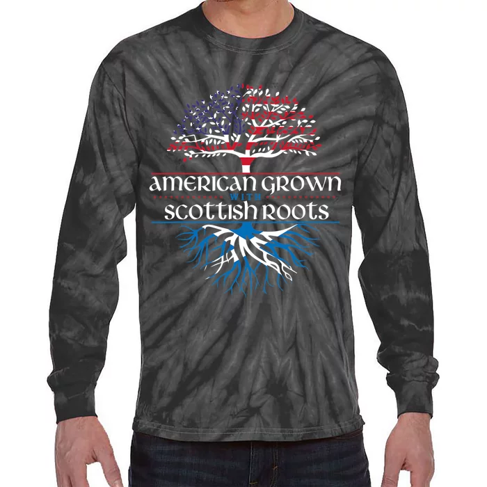 American Grown With Scottish Roots Scotland Pride Heritage Tie-Dye Long Sleeve Shirt