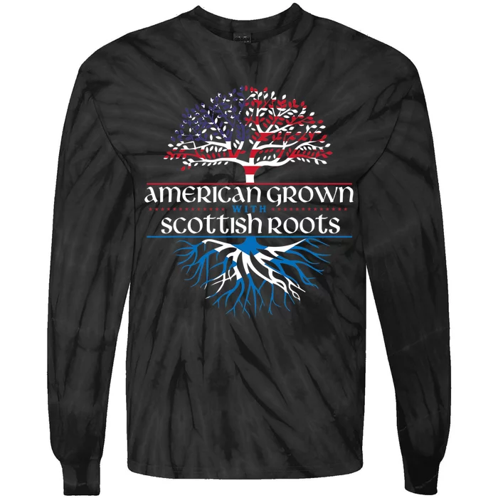 American Grown With Scottish Roots Scotland Pride Heritage Tie-Dye Long Sleeve Shirt