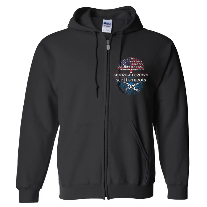 American Grown With Scottish Roots Scotland Pride Heritage Full Zip Hoodie