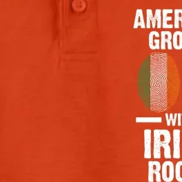 American Grown With Irish Roots Ireland Gift Dry Zone Grid Performance Polo