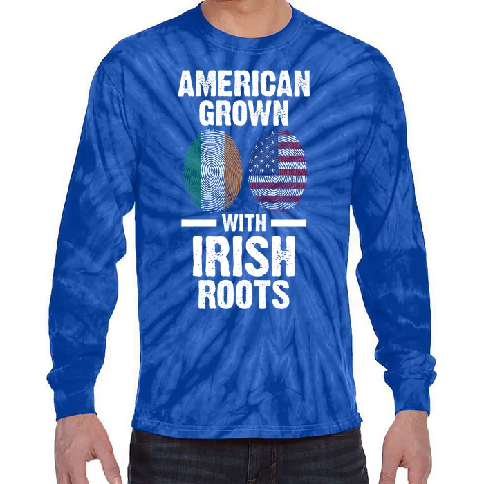 American Grown With Irish Roots Ireland Gift Tie-Dye Long Sleeve Shirt