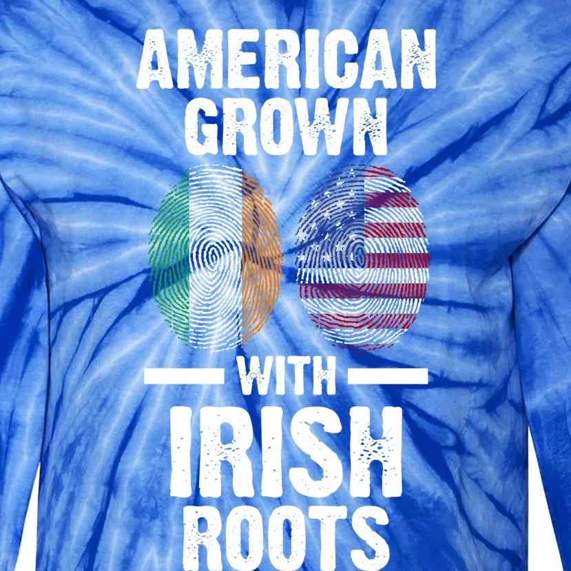 American Grown With Irish Roots Ireland Gift Tie-Dye Long Sleeve Shirt