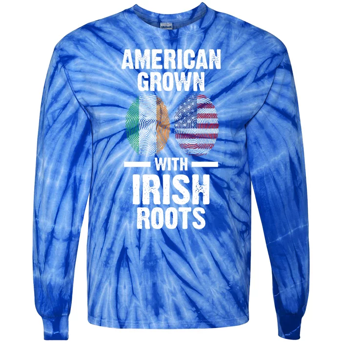 American Grown With Irish Roots Ireland Gift Tie-Dye Long Sleeve Shirt