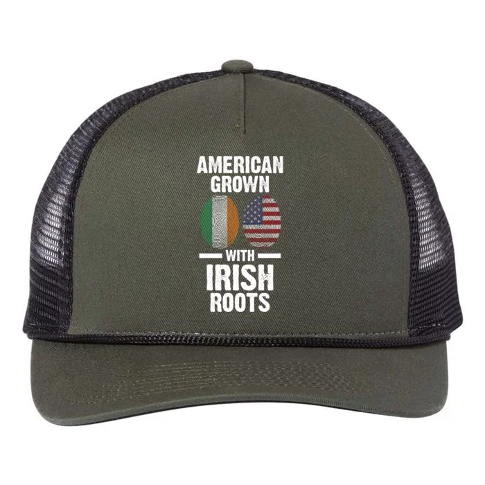 American Grown With Irish Roots Ireland Gift Retro Rope Trucker Hat Cap