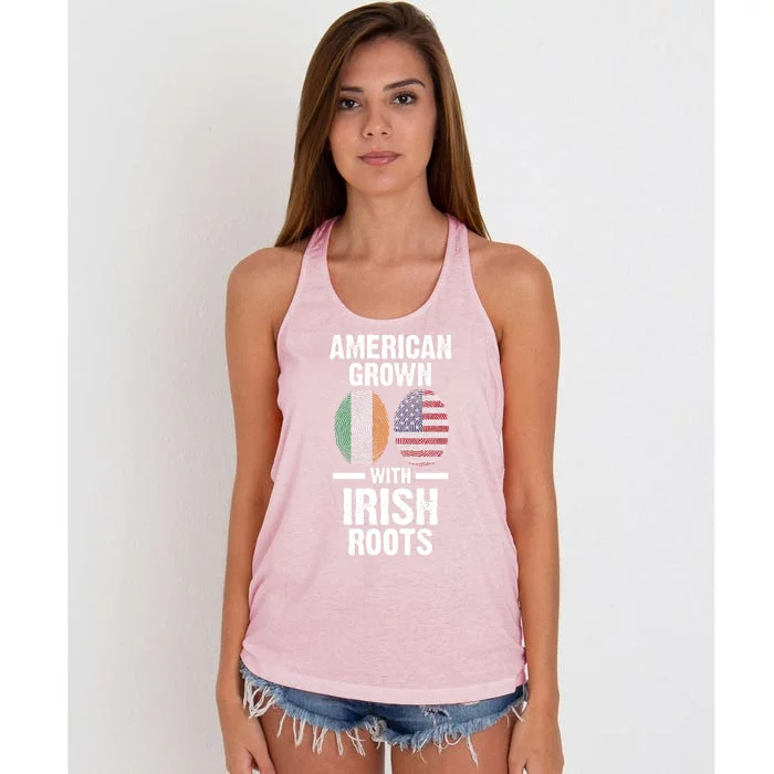 American Grown With Irish Roots Ireland Gift Women's Knotted Racerback Tank