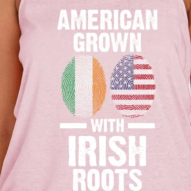 American Grown With Irish Roots Ireland Gift Women's Knotted Racerback Tank