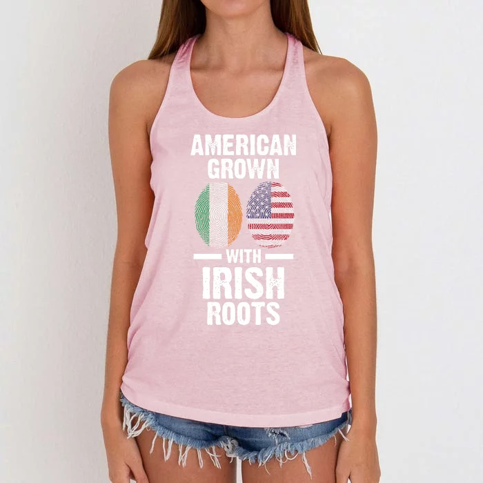 American Grown With Irish Roots Ireland Gift Women's Knotted Racerback Tank