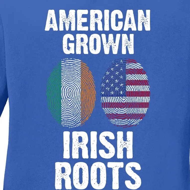 American Grown With Irish Roots Ireland Gift Ladies Long Sleeve Shirt