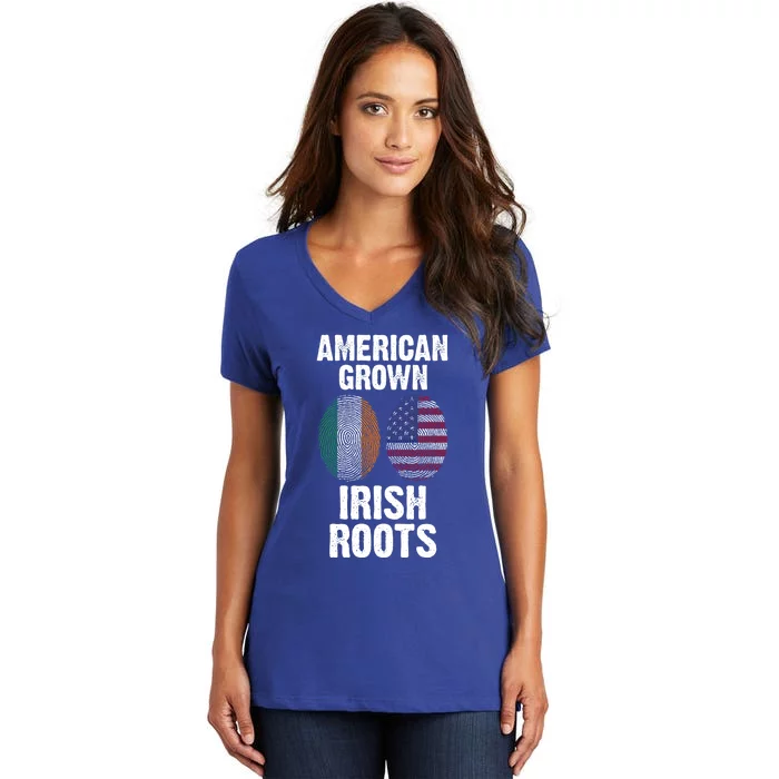 American Grown With Irish Roots Ireland Gift Women's V-Neck T-Shirt