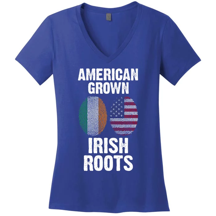 American Grown With Irish Roots Ireland Gift Women's V-Neck T-Shirt