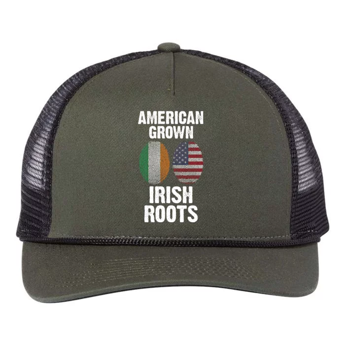 American Grown With Irish Roots Ireland Gift Retro Rope Trucker Hat Cap