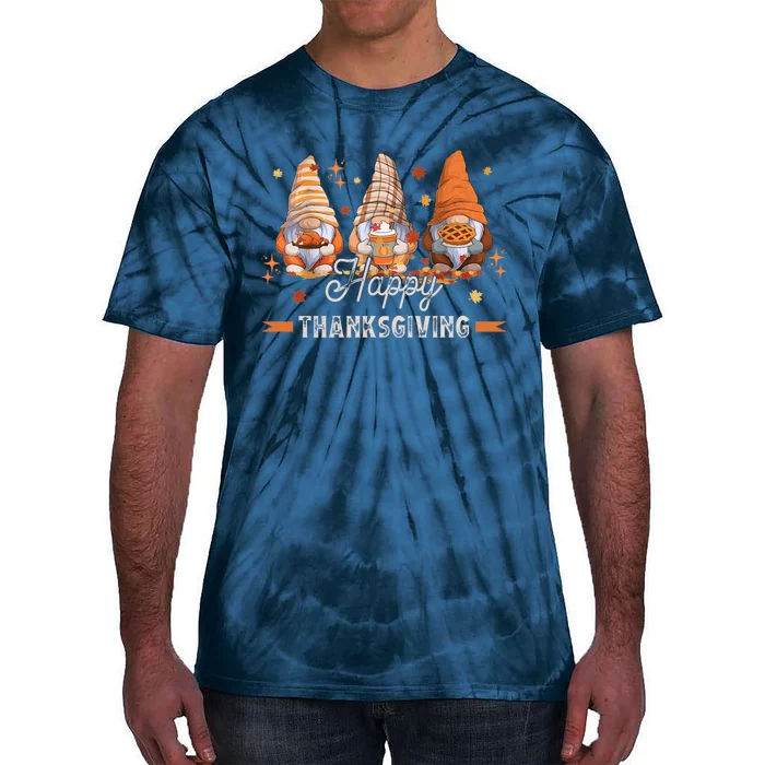 Autumn Gnomes With Harvest Happy Thanksgiving Tie-Dye T-Shirt