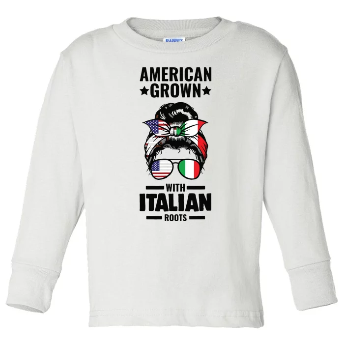 American Grown With Italian Roots Italian Toddler Long Sleeve Shirt